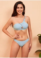 solid bikinis sets swimsuit women 2022 one shoulder swimwear cut out beach bathing suit beachwear low waist biquini female
