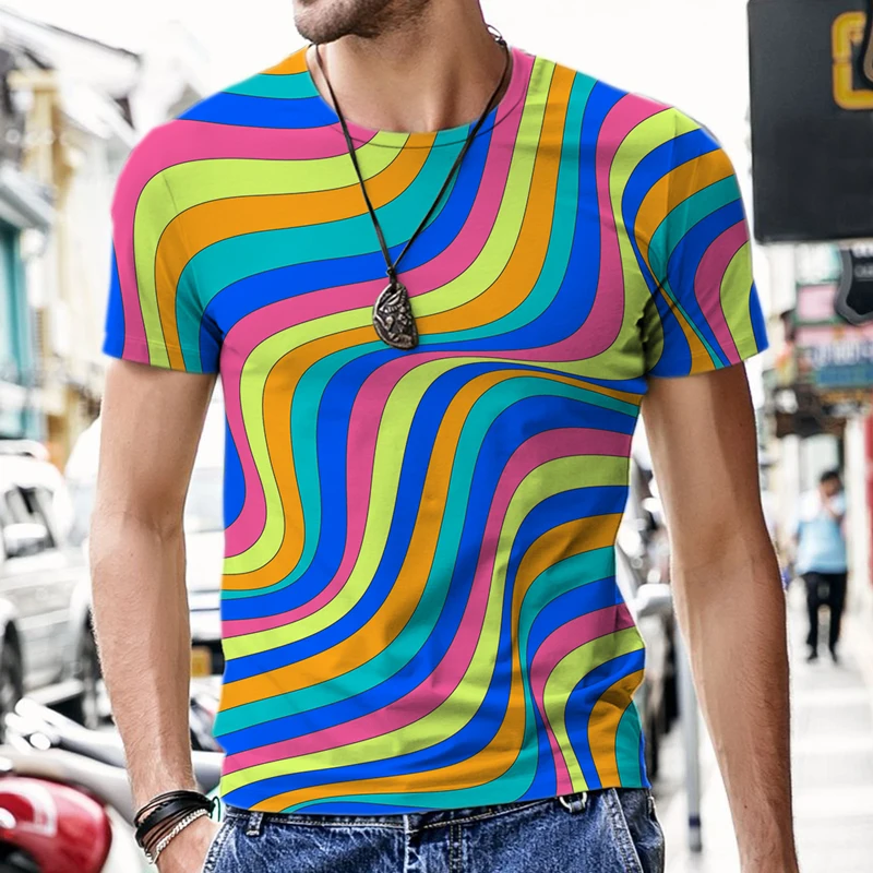 

Summer Dazzling visual series t shirts Fashion men's t-shirts With Casual Beach Style 3D Print Nature Landscape Pattern T-shirt