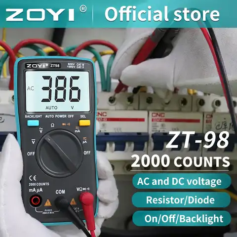 Цифровой мультиметр ZOYI, амперметр, вольтметр, измеритель сопротивления, частоты, фоновой подсветки, измеритель напряжения, диодов, частоты ...