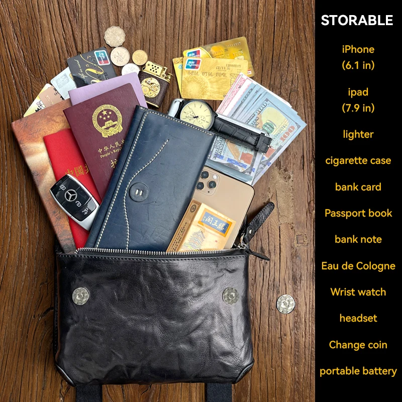 Large Capacity Business Chest Bags Fanny Pack Genuine Leather Waist Bags Chest Shoulder Bag For Men Casual Messenger Bag