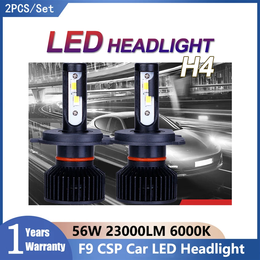 

F9 High Power H4 Hi-Lo Beam Super Bright Led Bulb H7 H11 5202 COB Car LED Headlight Bulbs 56W 23000LM 6000K Auto LED Headlamp