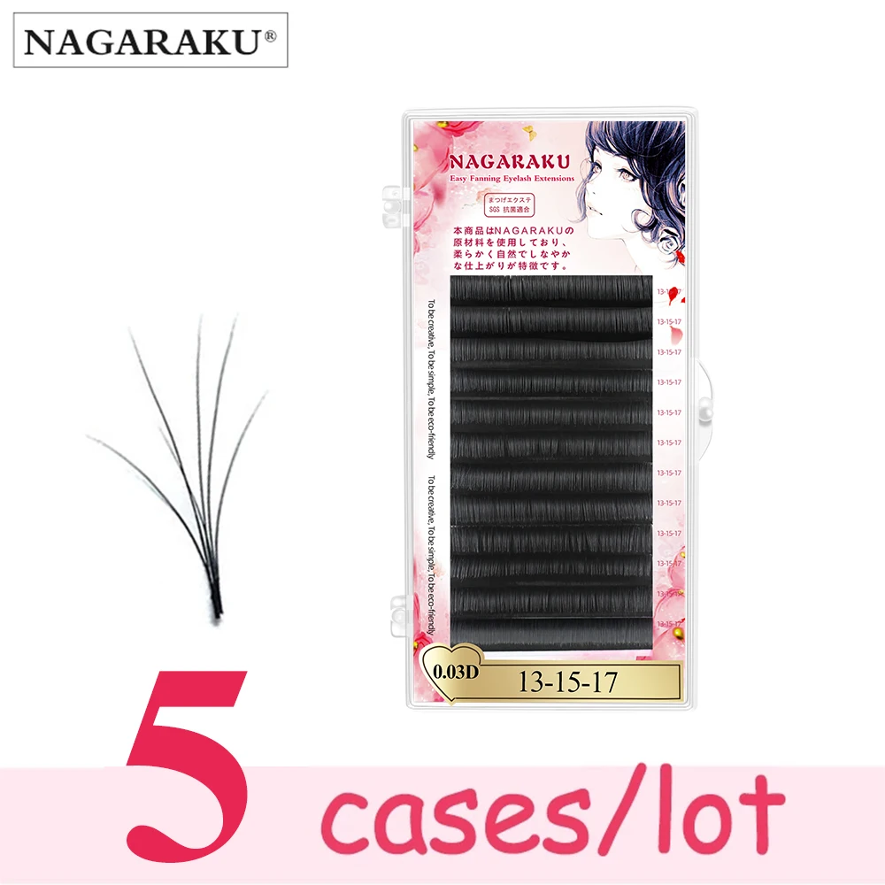 

NAGARAKU 5 Cases New Arrived Autofans Eyelash Easy Fanning Mega Volume Auto-Fan Russian Volume Two-Tone Lashes Makeup Cilia