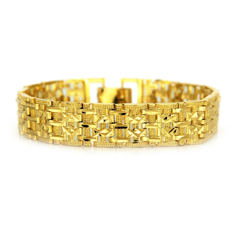 

European and American hip hop fashion men's bracelet cool electroplated 18K gold fad men's bracelet