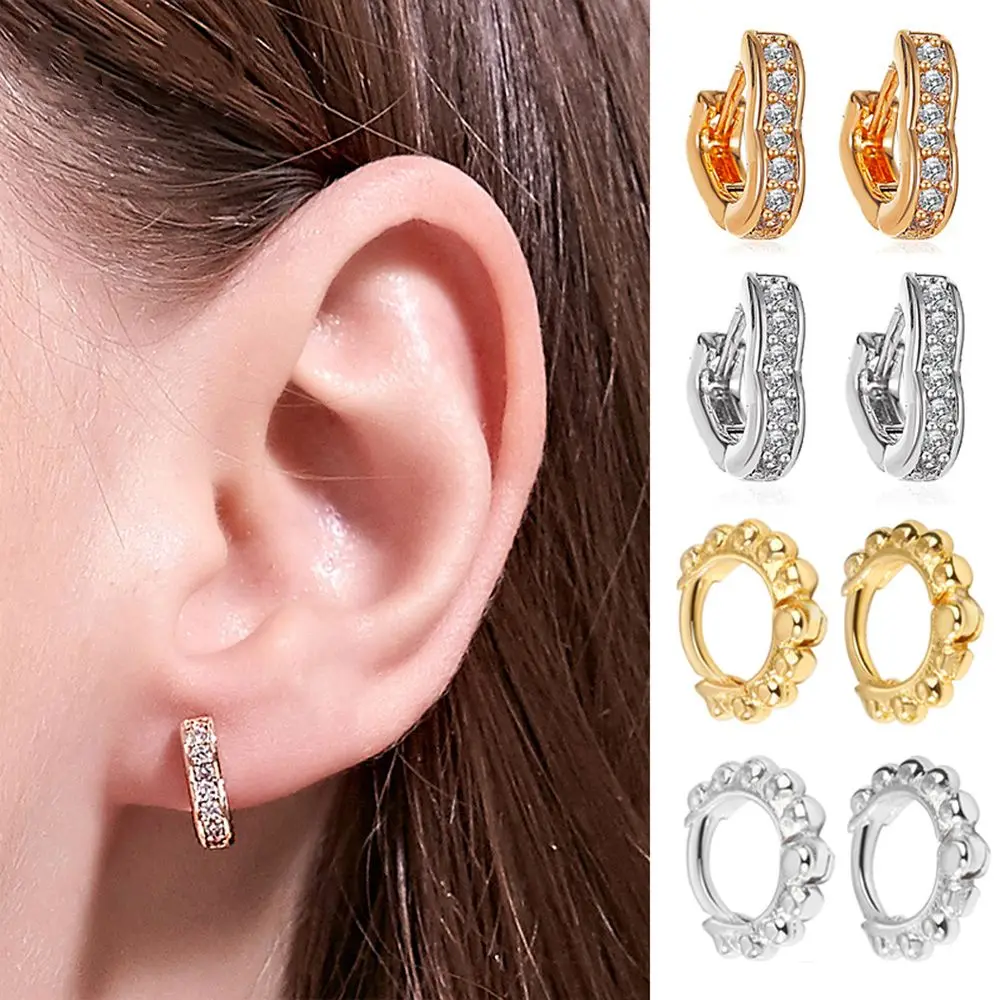 

Unisex Gift Punk Small and Exquisite Ear Clip 925 Silver Plated Crystal Zircon Earrings Silver Gold