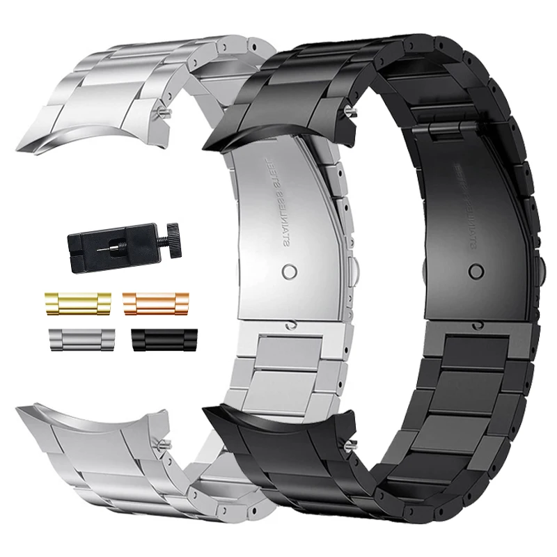 

Ремешок из нержавеющей стали без зазора для Samsung Galaxy Watch 4 Classic 46 мм 42 мм, металлический браслет для Samsung Galaxy Watch 4 44 мм 40 мм