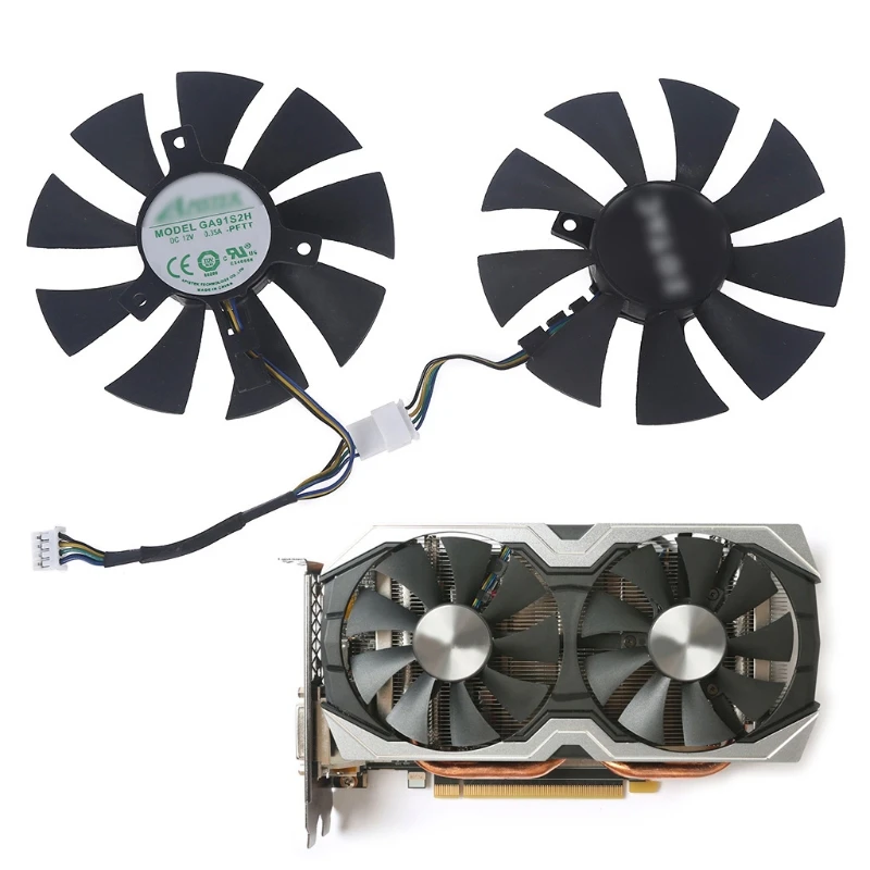 

87mm/3.43in 4Pin 12V 0.35A Cooler Fan GA91S2H VGA Fan Graphics Card Cooling Fan for GeForce GTX960 Bore Diameter 40mm