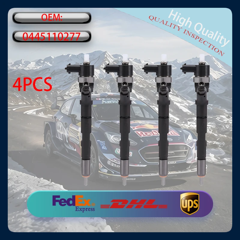 Фото Комплект из 4 топливных форсунок 0445110277 для дизельных двигателей Common Rail, запчасти для авто №1