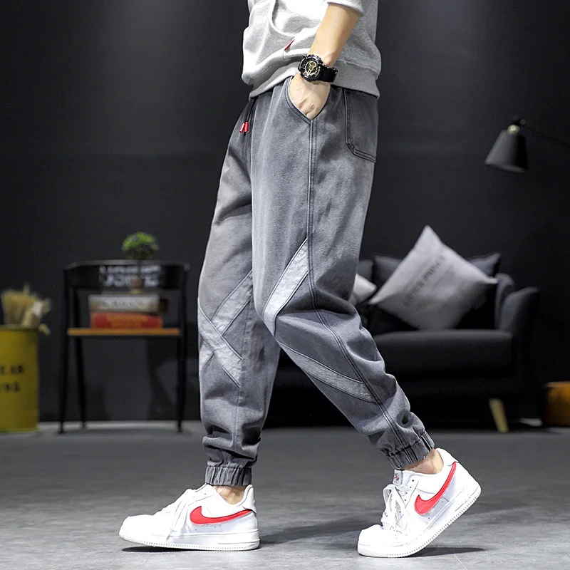 DEEPTOWN Patchwork Jeans Men Loose Fashion Harem Denim Pants Causal Jogger Trousers Male Streetwear Hip Hop Spring Plus 5XL