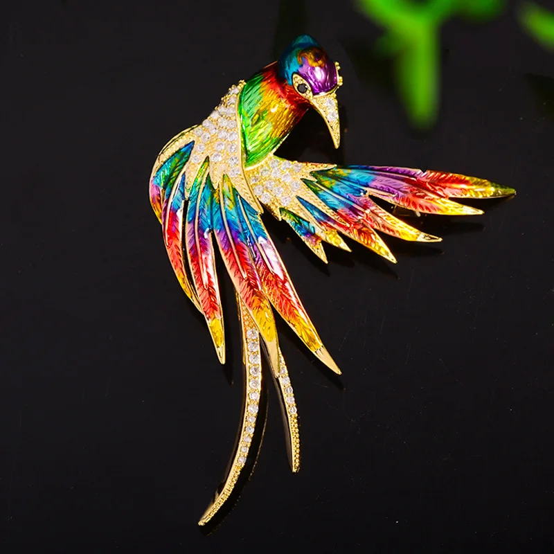 

Ethnic Simulation Swallow Brooch Handmade Enamel Inlaid with Zirconium Animal Pin Men High-end Suit Shirt Corsage Bird Brooches