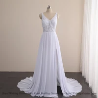 sexy a line wedding dresses sleeveless high slit applique lace sash paillette floor length print high quality gowns robe de ma
