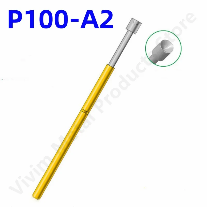 

100PCS P100-A2 Spring Test Probe P100-A Test Pin PCB Test Tool 33.35mm Dia 1.36mm Nickel Plating Head Dia 1.5mm Needle Pogo Pin