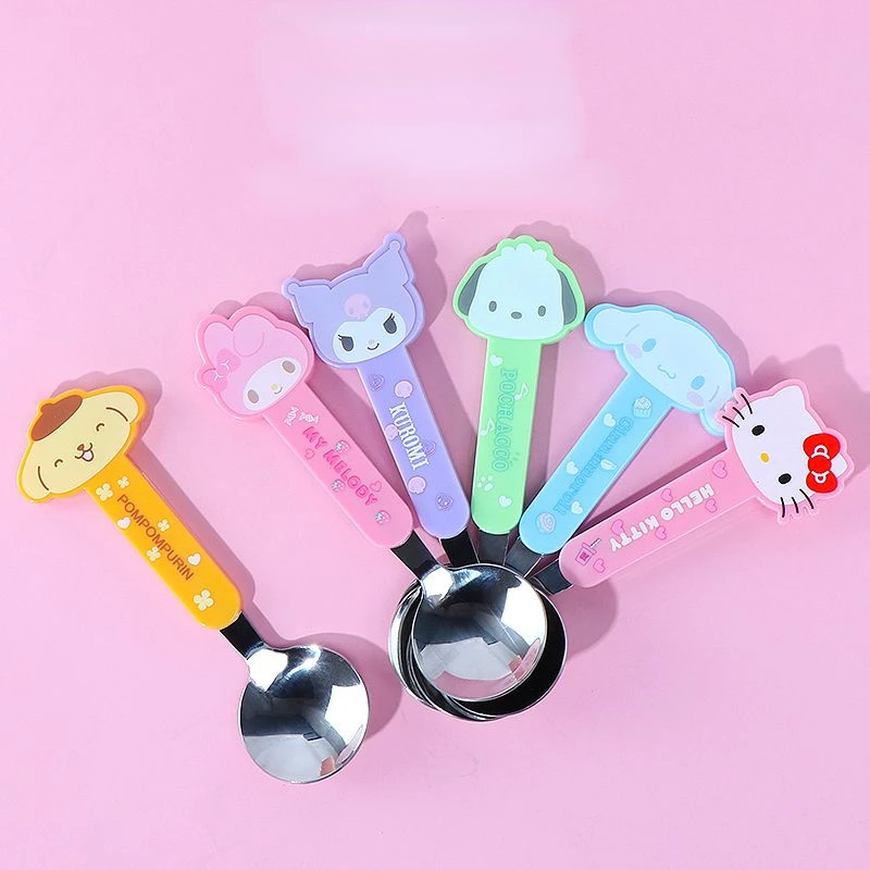 

Sanrio Children Spoon Cartoon Hello Kitty Cinnamoroll My Melody Stainless Steel Spoon Household Children Eating Spoon Gift