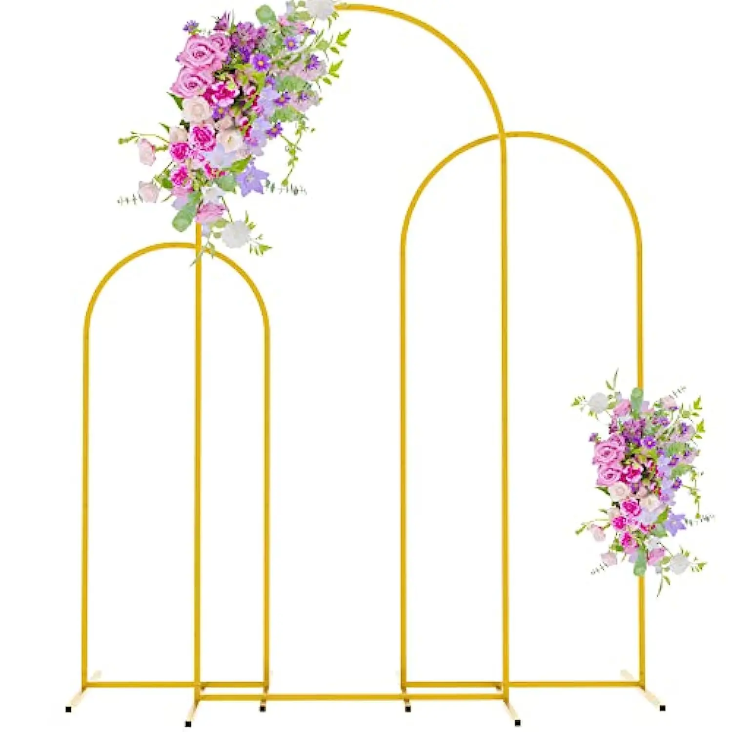 

Gold Metal Arch Backdrop Stand Set of 3 Arched Door Frame for Wedding Party Birthday Graduation Anniversary Celebration Decor