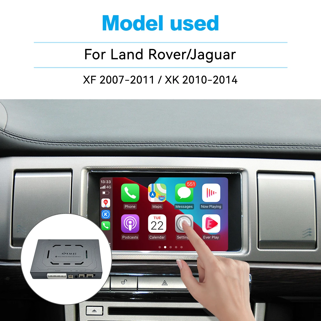

Беспроводной адаптер JoyeAuto для Apple CarPlay и Android Auto для Land Rover и Jaguar XF XK 2006-2012 с функциями Mirror-Link, AirPlay и USB-флеш-накопителем