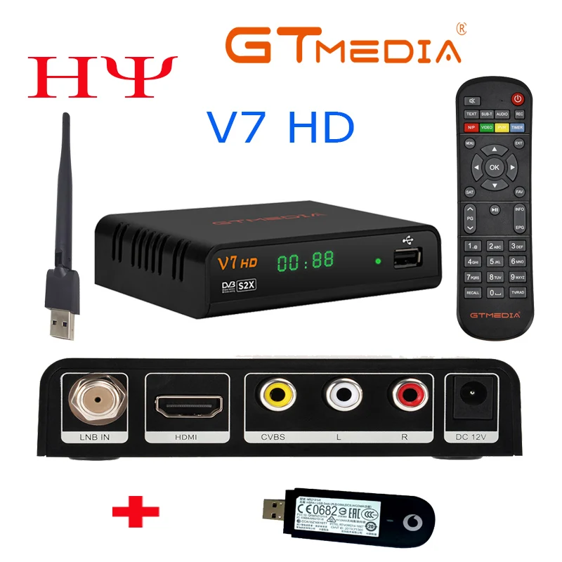 

100pcs GTMEDIA V7 HD S2X Freesat V7s WIFI DVB-S2 HD Youtube PowerVU CCaam Newcamd GTMEDIA V7S freesat v7s satellite receiver