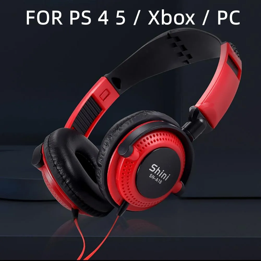 

Head Gaming Headphone Foldable Wired Bass Headset Portable Line Control Earpiece Noise Cancellation Music Gamer Headphone