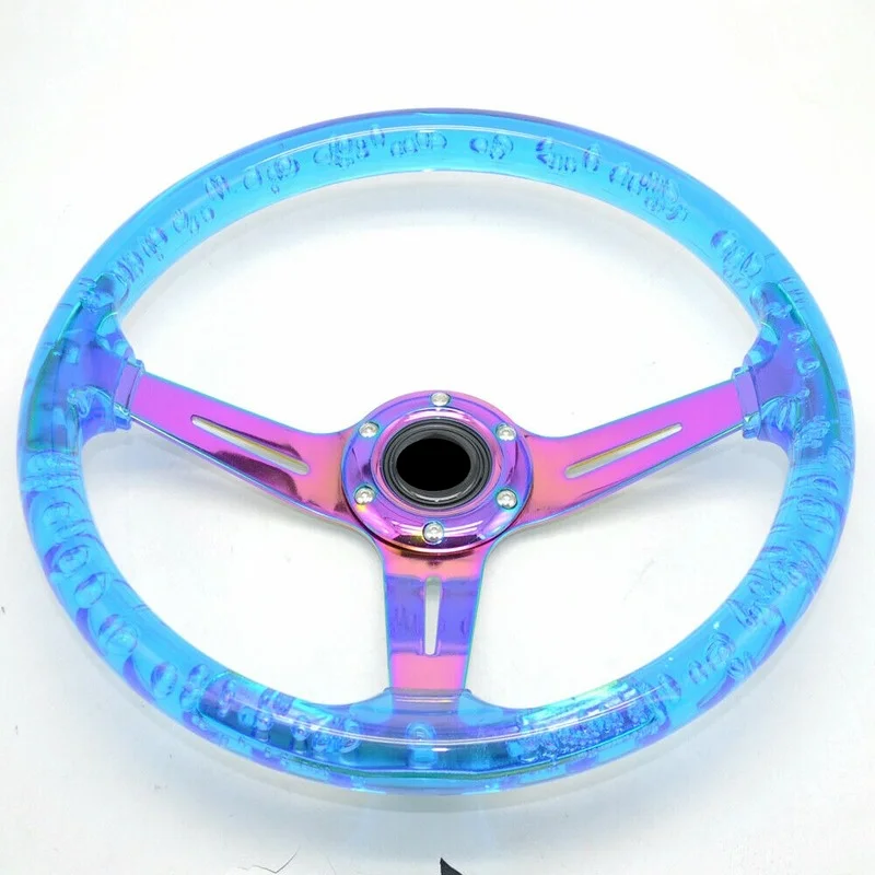 

Blue Acrylic Steering Wheel Neo Chrome spokes 350mm
