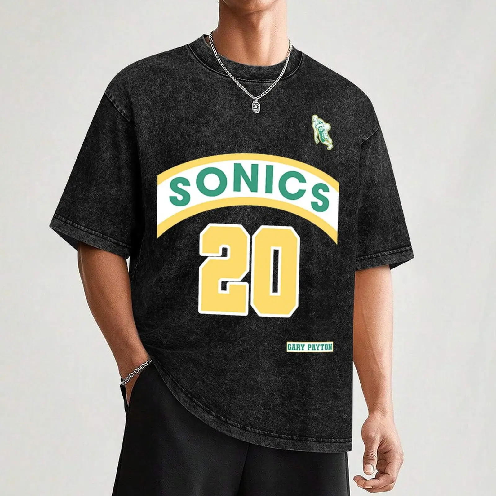 Фото Футболка Gary Payton в стиле ретро Supersonics с принтом в стиле 90-х годов, модная футболка с принтом в стиле фан-арт №3