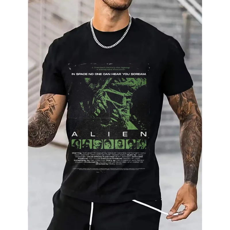 Фото Футболка Alien 1979 Fan Retro Sic-fi в подарок для мужчин, одежда с графическим принтом Xenomorph, топы всех размеров S-6XL, 100% хлопок, футболка унисекс с принтом №3