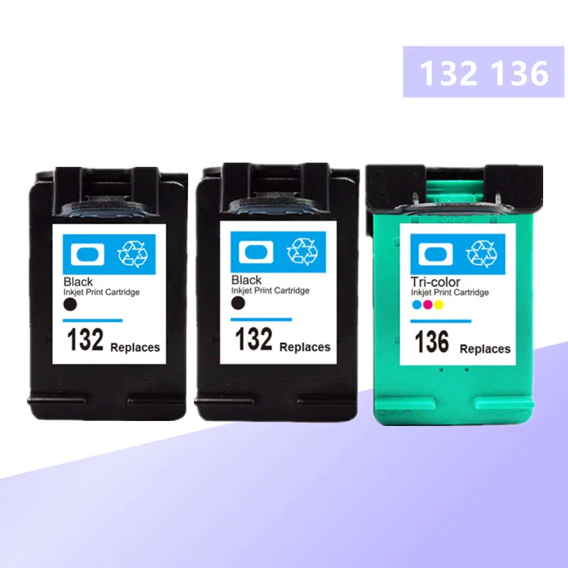 

Compatible 132 136 XL Refilled Ink Cartridge For HP 132 136 Officejet 6213 5443 D4163 Photosmart 2573 C3183 1513 PCS1513 Printer