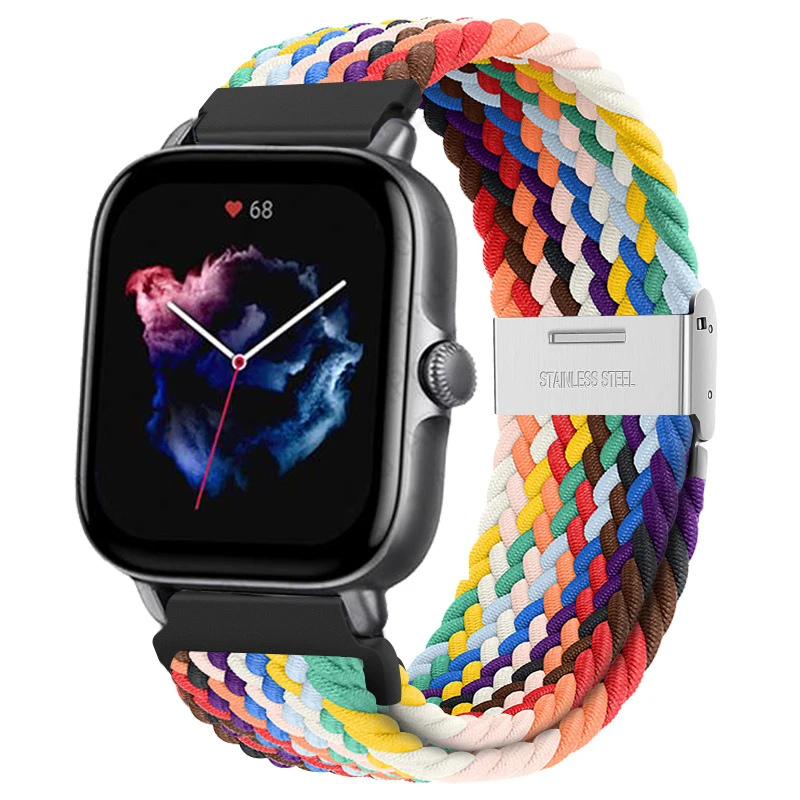 

20mm/22mm Nylon Band For Amazfit GTS 4//2/2e/3/GTS2 Mini/GTR/3/3Pro/GTR2/47mm/stratos Braided Elastic Bracelet Amazfit bip strap
