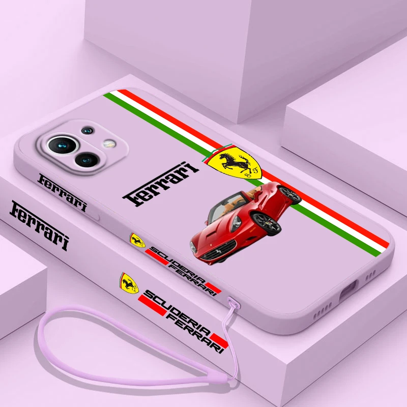 

Luxury sports car Ferrari For Xiaomi Poco X4 X3 F4 F3 NFC M5 M4 M3 GT S Pro 4G 5G Liquid Left Rope Phone Case Cover
