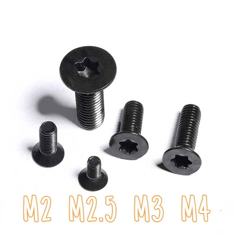 

M2 M2.5 M3 M4 черный класс 8,8 углеродистая сталь GB2673 шестилопастная звездообразная головка плоский потайной винт шесть лопастей болт машина винт