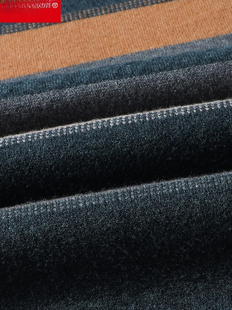 Hengyuanxiang Мужской свитер среднего возраста с круглым вырезом в полоску