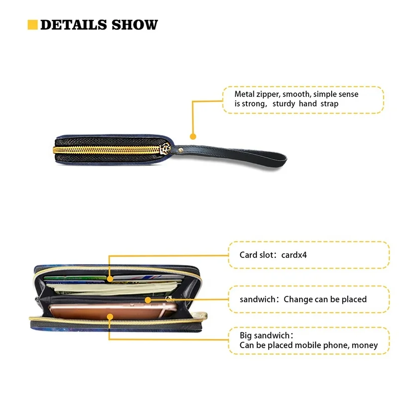 Belidome Dreamcatcher Wolf Brand Design Women Zip Around Organizer Wallet Leather Card Holder Clutch Long Purse Wristlet Handbag