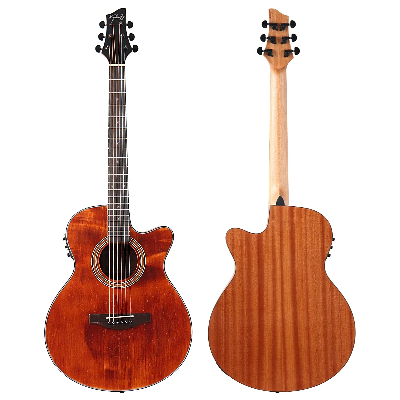 

40 Inch Electric Acoustic Guitar 6 Strings Folk Guitar Natural Color Cutaway Design Guitarra With EQ Free Bag