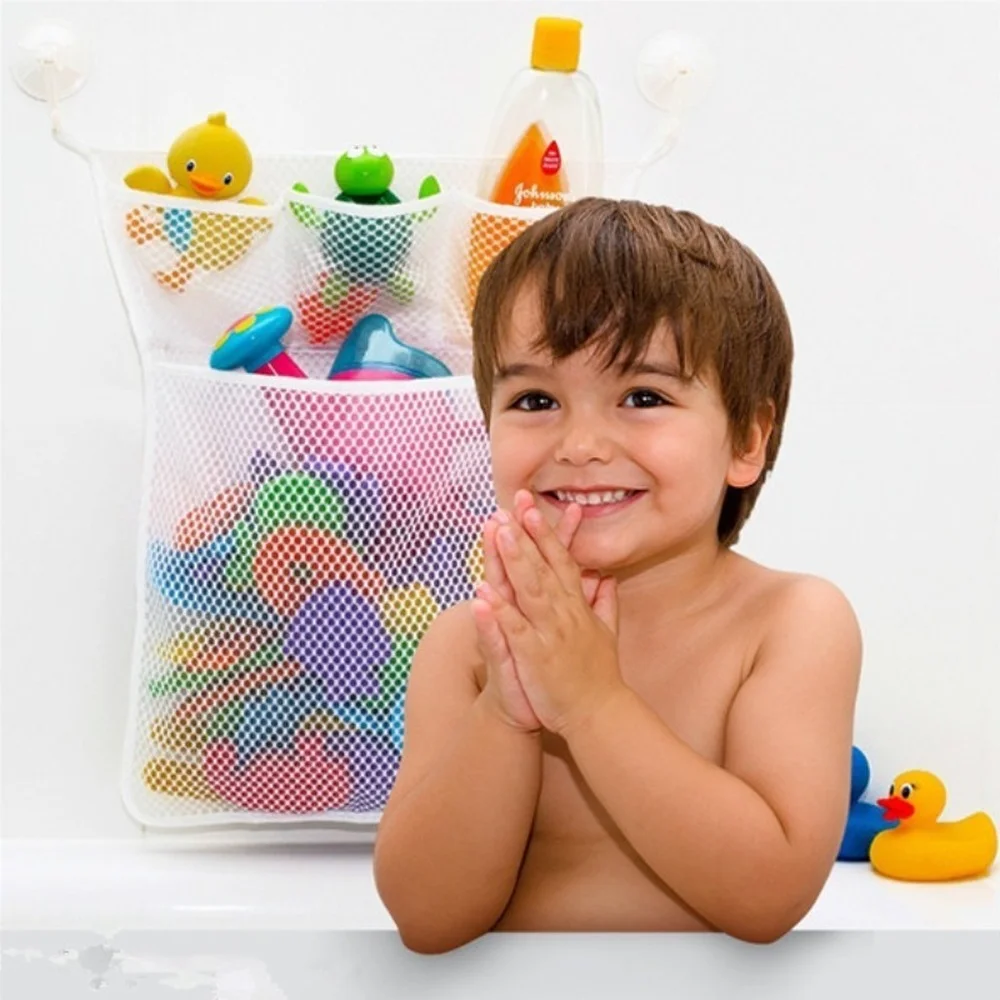 

1Pcs Kids Bath Toys Tidy Storage Folding Bag Baby Bathroom Toys Portable Suction Cup Baskets Hanging Mesh Bags Organizer Net