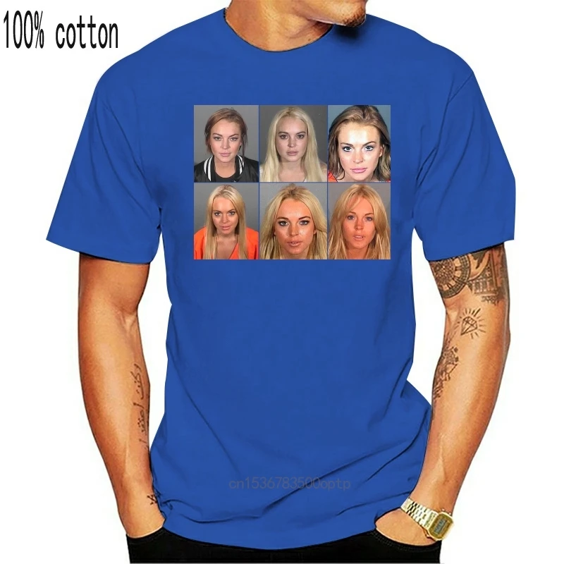 

Man Clothing Lindsay Lohan Mashup Celebrity Mugshot Vintage Grunge Look Fan T-Shirt Sportswear Men Tops TEE Shirt