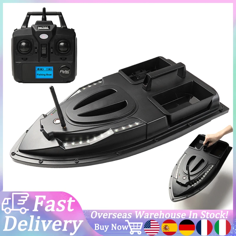 Fishing Bait Boat 500m Remote Control Bait Boat Dual Motor Fish Finder 1.5KG Loading Automatic Cruise LED Light Bait Thrower