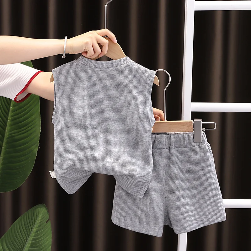 Новинка летняя одежда для маленьких мальчиков Детские наряды жилет и шорты