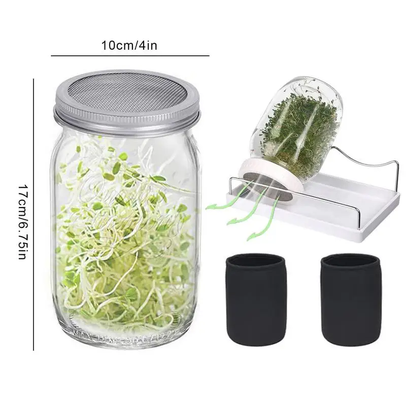 

Seed Sprouter Jar Sprouting Jar Kit For Home Kitchen Garden Stainless Steel Lid Germination Pot Holder Strainer Filter Set
