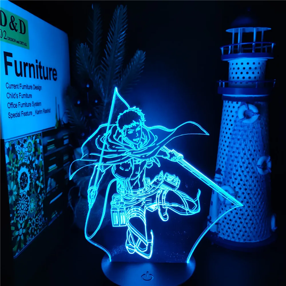 

Acrylic 3d Lamp Attack On Titan Jean Kirschtein Action Figure LED Night Light Anime Illusion Lampara Bedroom Decor Manga Gifts