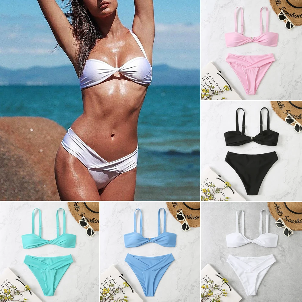 

Модный женский купальник из двух предметов, сексуальное облегающее бикини, Быстросохнущий летний купальник, одежда для загара, тонкое нижн...