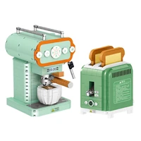 mini coffee machine model building blocks diy modern machine bread machine assembly ornaments childrens educational toys gift