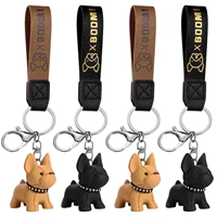 amosfun 4pcs bull dog key rings metal and resin car charms bag hanging pendants pet jewelry best gift for pet lovers