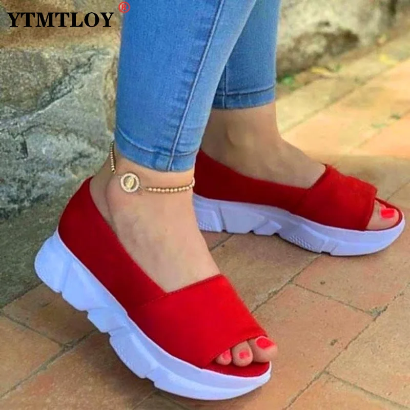 

Fashion Shoes Women Platform Sandals Stretch Fabric Summer Women's Shoes Comfort Walking Ladies Sandalias Female Casual Footwear