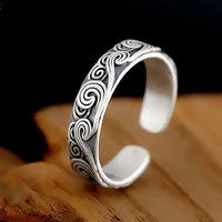tulx vintage ancient silver color cloud ring punk hip hop retro moire adjustable open rings for women men fashion jewelry gift