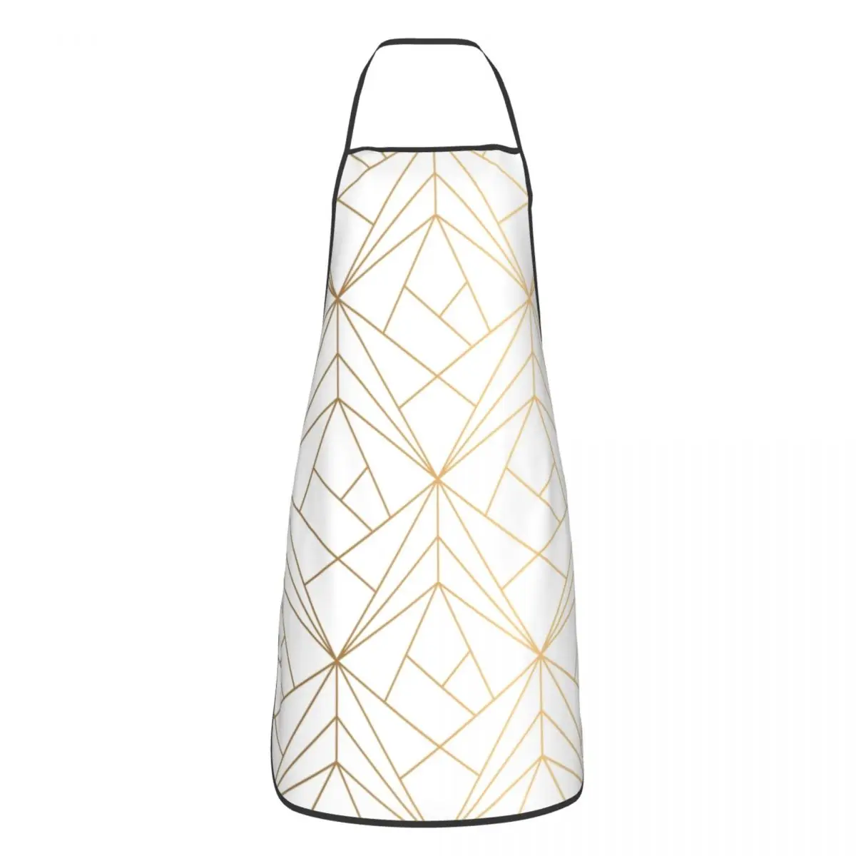

Geometric Gold Pattern With White Shimmer Kitchen Chef Cooking Baking Apron Women Men Abstract Tablier Cuisine for Gardening