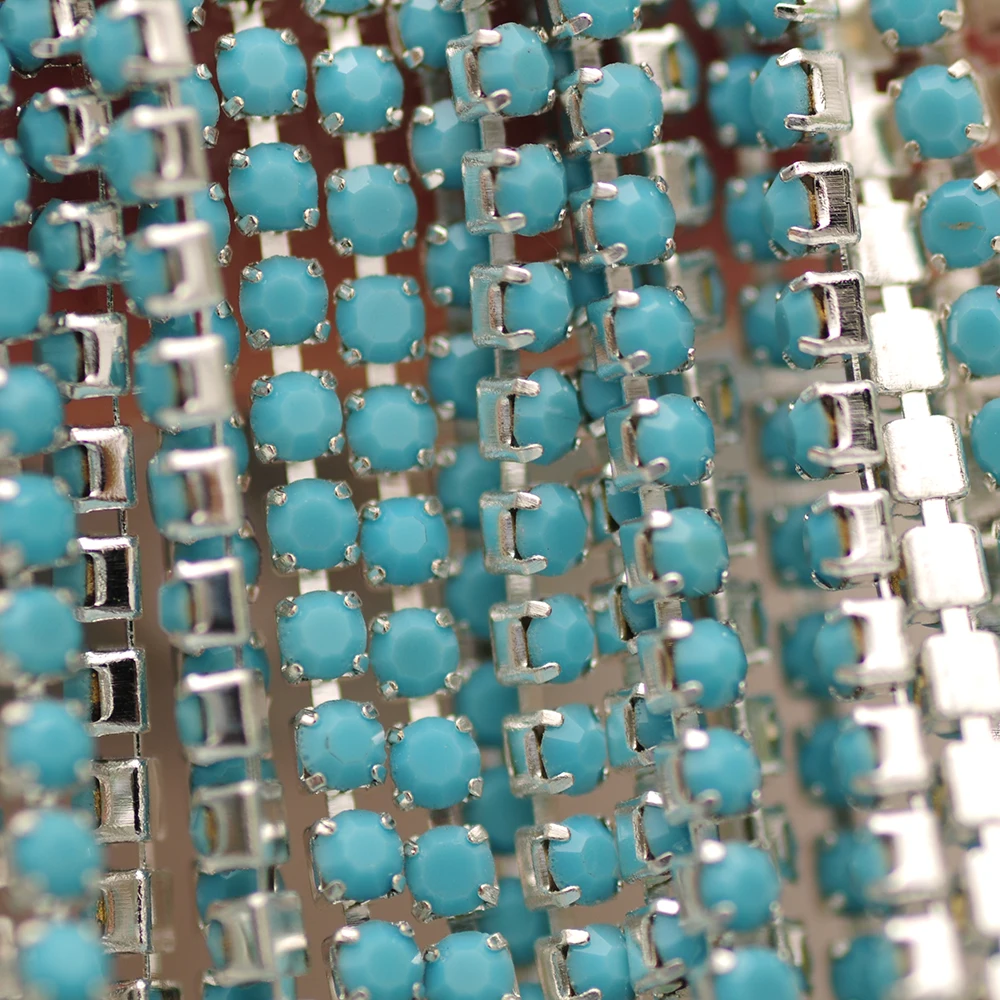 YANRUO 10 метров одноцветная синяя цепочка с чашкой стразы Кристальное шитье