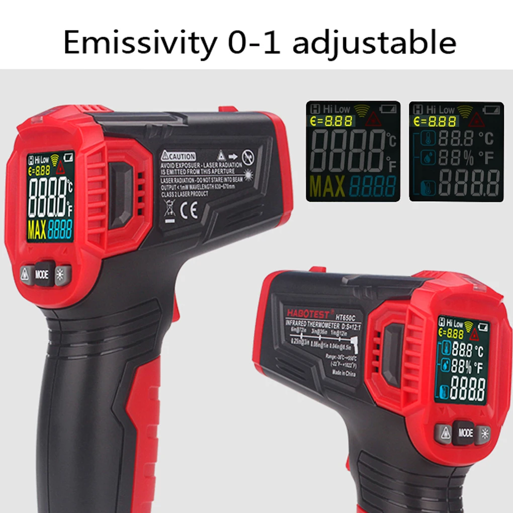 

Habotest HT650B Temperature Meter Laser Infrared Thermometer Digital Termometer Outdoor Meteo Station