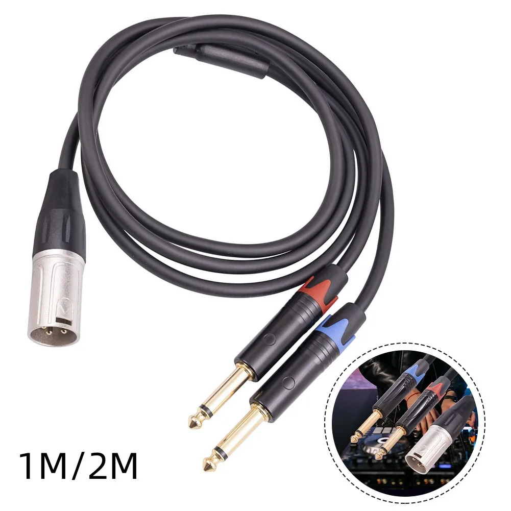 

6.35mm Dual 1/4 Inch To XLR Male Y Cable Microphone Audio Converter Adapter 1m/2m 24k Gold-Plated Connectors Musical Instruments