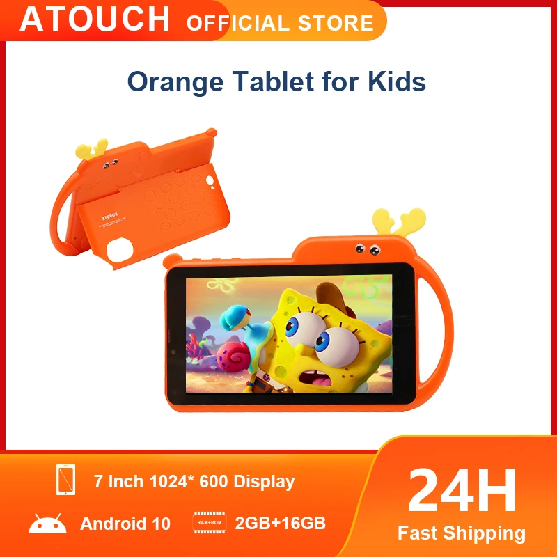 ATOUCH 7 Inch HD Kids Tablet Android 10 WIFI Quad Core 2GB 16GB Google Play Children Learning Tablet With Stand Christmas Gift