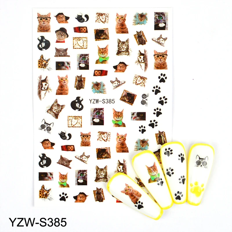 

3D Stickers for Nails Cute Cat Animal Girl Favorite Design Adhesive Decals Waterproof Fashion Manicure Foil Nail Art Decorations