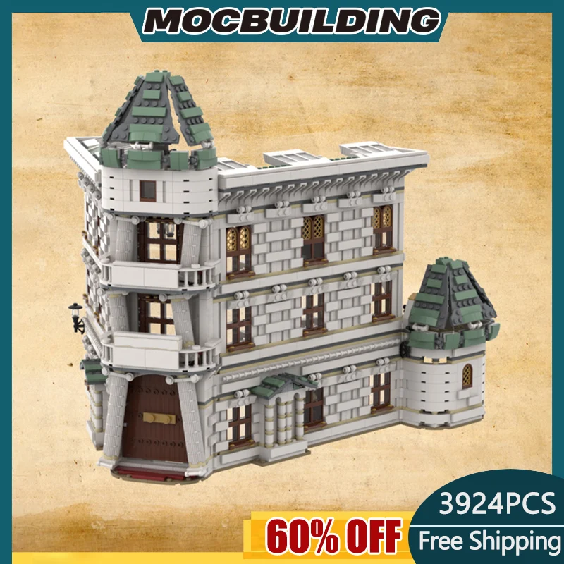

MOC Building Block Landscape Series Bank And Diagon Alley Technology Bricks DIY Assembled Model Toy Holiday Children's Gifts