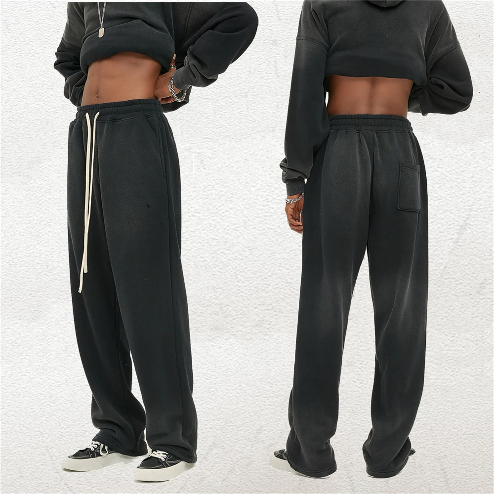 Спортивные брюки унисекс с градиентным рисунком флисовые теплые джоггеры тремя