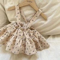 2022 autumn new baby girl sleeveless strap dress bodysuit cute cherry print infant girl jumpsuit toddler princess overalls